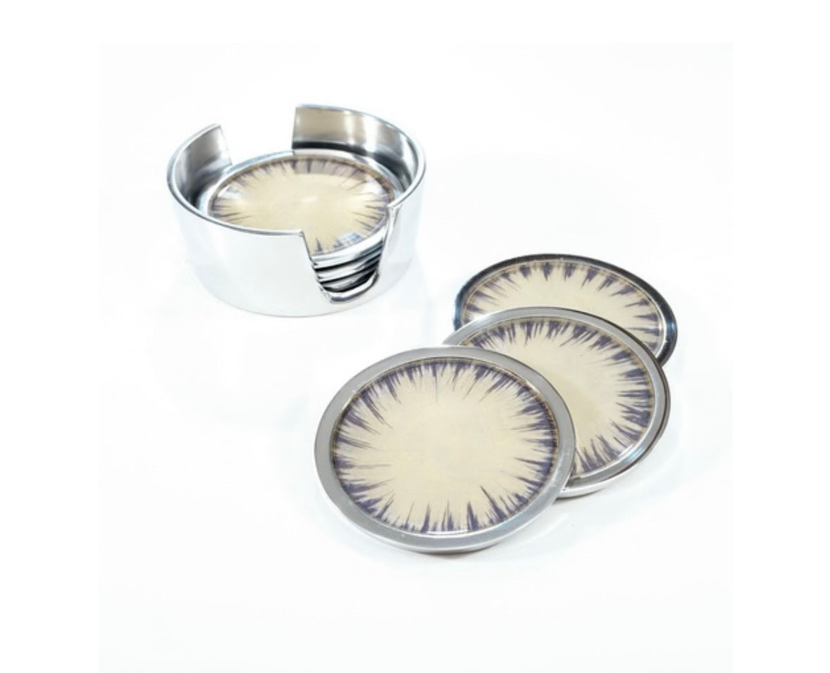 Brushed Silver Set of 6 Coasters