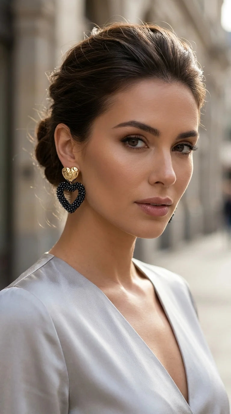 Blue Heart Beaded Earrings