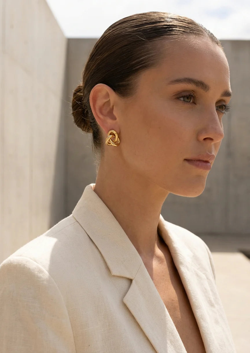 Gold Knot Stud Earrings