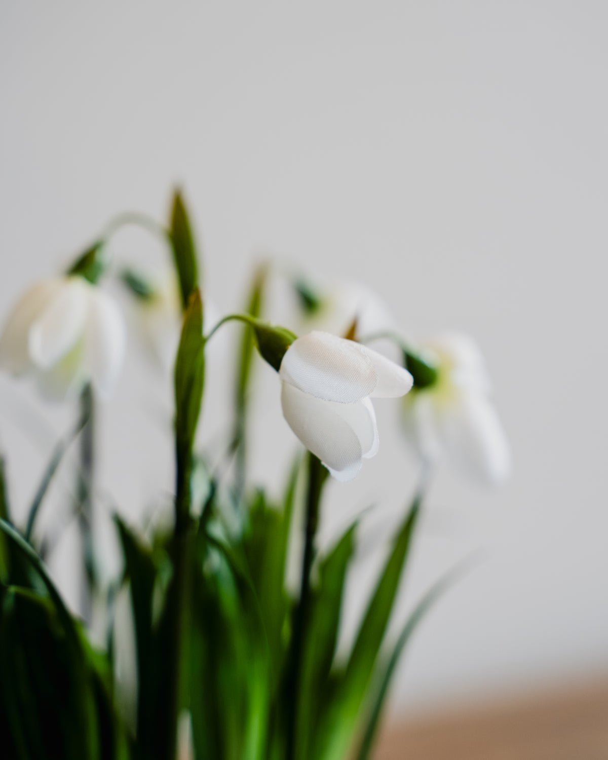 Snowdrop Faux Plant in Glass Pot