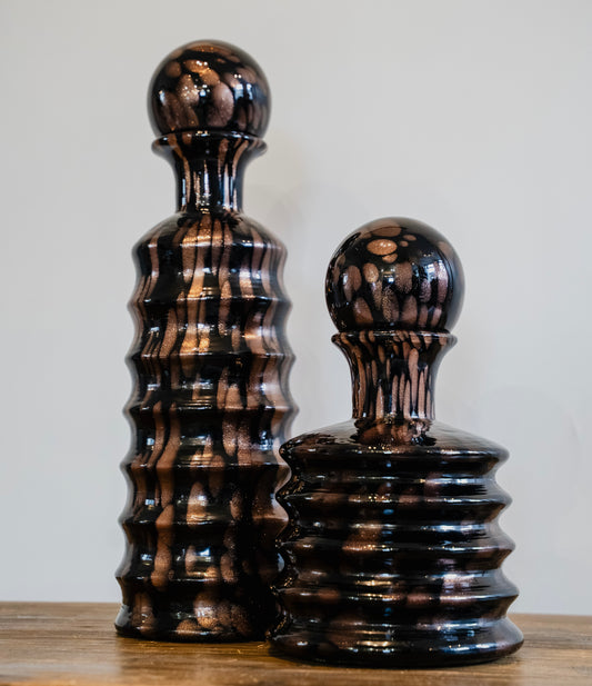 Amber Tortoiseshell Glass Bottles