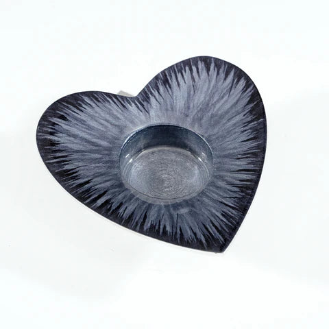 Brushed Black Heart Tealight Holder
