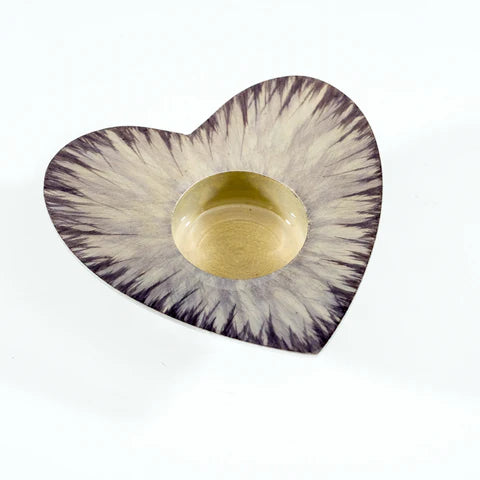 Brushed Silver Heart Tealight Holder