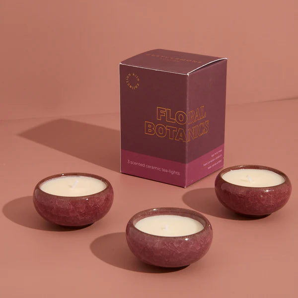 Floral Botanics Burgundy Kiln Tea Lights