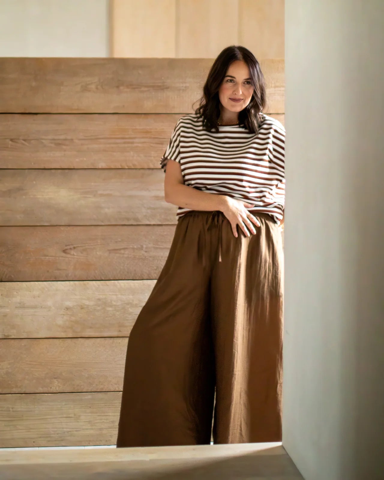 Wei Stripe Top-Tobacco