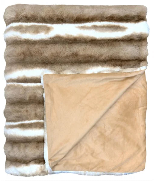 Faux Fur Stripe Caramel Throw