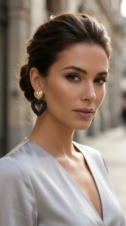 Blue Heart Beaded Earrings